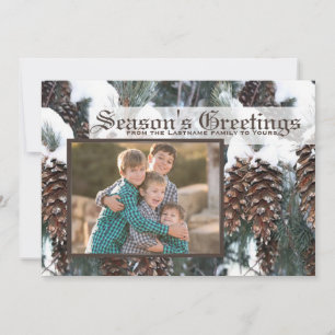 Winter Pine Cones Photo Flat Card