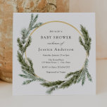 Winter Pine Evergreen Baby Sprinkle Invitation<br><div class="desc">Elegant Winter-themed  baby sprinkle shower invitation features a gold frame surrounded by watercolor evergreen and pine. Personalise with your information or click "Click to customise further" to edit font styles,  size and colours.</div>