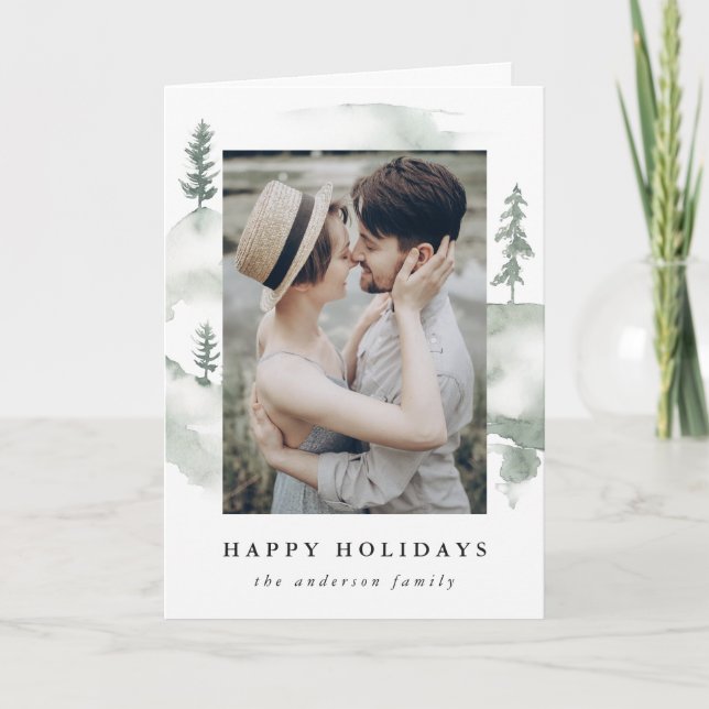 Winter Pine | Folded Holiday Card (Front)