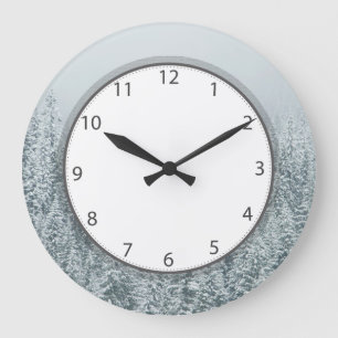 Winter Pine Forest Large Clock
