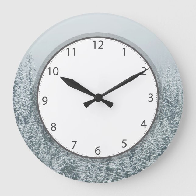 Winter Pine Forest Large Clock (Front)