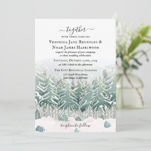 Winter Pine Forest Snow Mountains Invitation