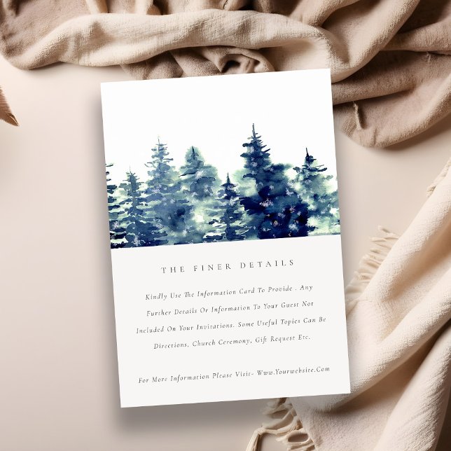 Winter Pine Forest Snowfall Wedding Details  Enclosure Card (Creator Uploaded)