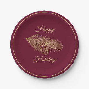 Winter Pine Holiday Party Paper Plate