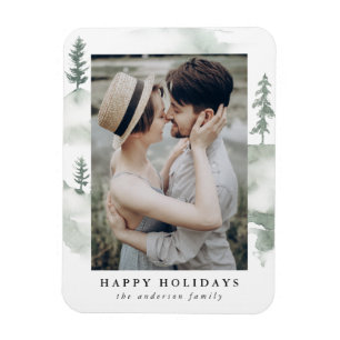 Winter Pine Holiday Photo Magnet