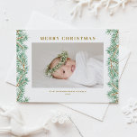 Winter Pine Needles Garland Photo Merry Christmas Holiday Postcard<br><div class="desc">Merry Christmas! Send your festive wishes to family and friends with this greenery theme Christmas postcard. It features watercolor pine needles garland and classic typography. Personalise by adding names,  photo,  message and other details. This pine needles Christmas card is available in a variety of cardstock.</div>