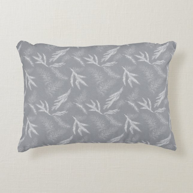 Winter Pine on Grey Decorative Cushion (Front)