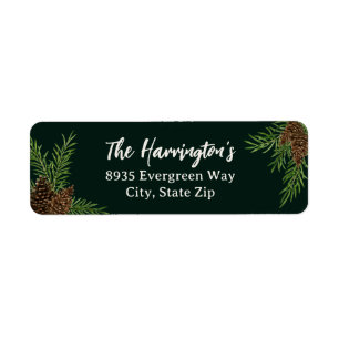 Winter Pine Pinecone Green Holiday Return Address Return Address Label