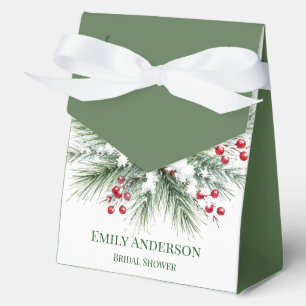 Winter Pine & Red Berry Bridal Shower Favour Box