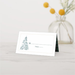 Winter Pine Romance Buffalo Plaid Checks Place Card