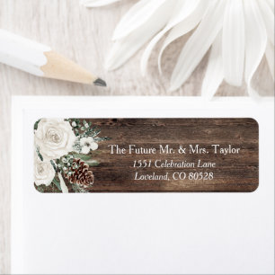 Winter Pine Rustic Wedding Return Address Label