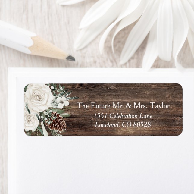 Winter Pine Rustic Wedding Return Address Return Address Label (Insitu)