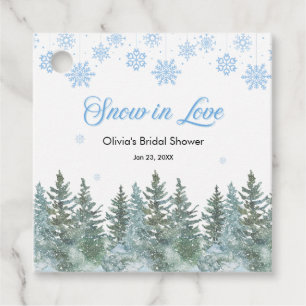 Winter Pine Snow in Love Snowflakes Bridal Shower Favour Tags