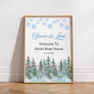 Winter Pine Snow in Love Snowflakes Bridal Shower  Poster