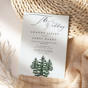 Winter Pine Snow Wedding Party Invitation