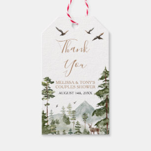 Winter Pine Tree Adventure Awaits Couple Shower Gift Tags