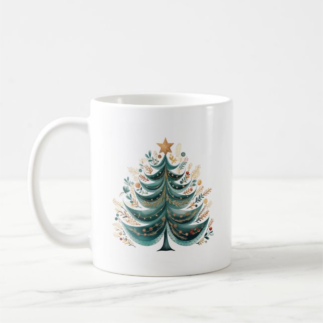 Winter Pine Tree Christmas Coffee Mug (Left)