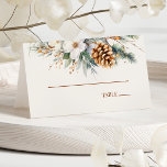 Winter Pine Tree Flowers Floral Wedding Place Card<br><div class="desc">This is a Winter Pine Tree Flowers Floral Wedding Folded Place Card!</div>