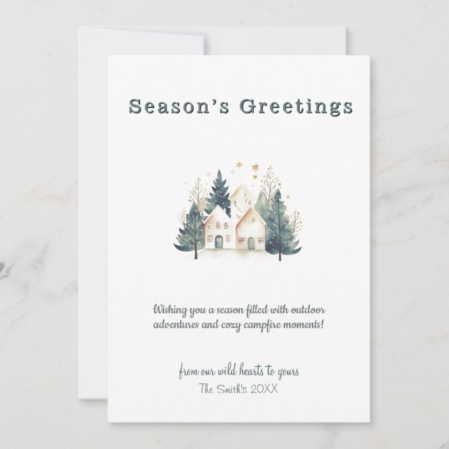 Winter Pine Tree Forest Christmas Holiday Black Card (Front)