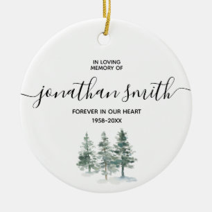 Winter Pine Tree In Loving Memory of Ceramic Ornament