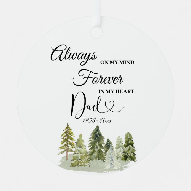 Winter Pine Tree Loving Memorial of Father Metal Tree Decoration (Front)