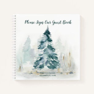 Winter Pine Tree Pine Green Back Guest Book