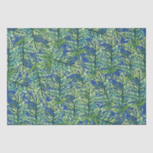 Winter Pine Tree Watercolor Hand-painted Tissue Paper