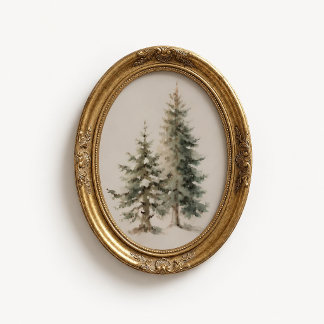 Winter Pine Tree Watercolor Poster