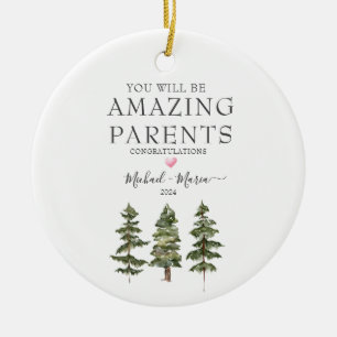 Winter Pine Trees Amazing New Expecting Parents  Ceramic Ornament