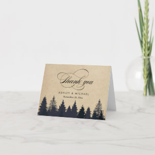 Winter Pine Trees Forest Script Kraft Thank You