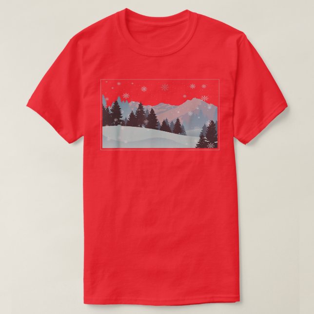 Winter Pine Trees In A Snowstorm Winter Season Sno T-Shirt (Design Front)