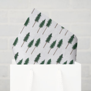 Winter Pine Trees Minimalist Retro Forest Pattern  Tissue Paper