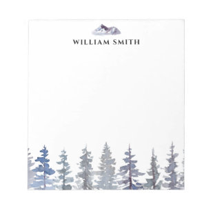 Winter Pine Trees Personalised  Notepad