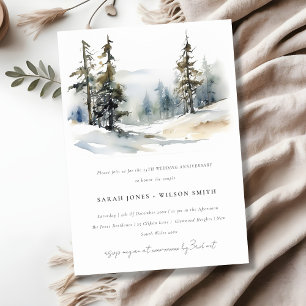 Winter Pine Trees Snow Landscape Anniversary Invitation