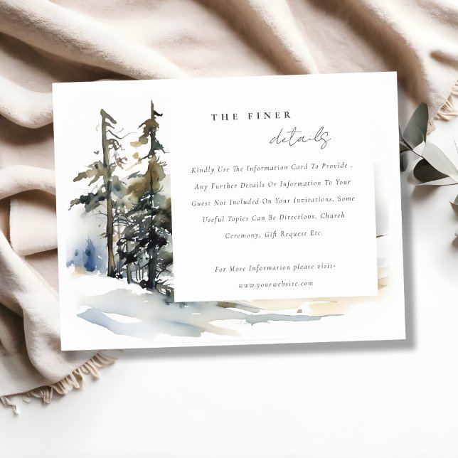 Winter Pine Trees Snow Landscape Wedding Details Enclosure Card (Creator Uploaded)