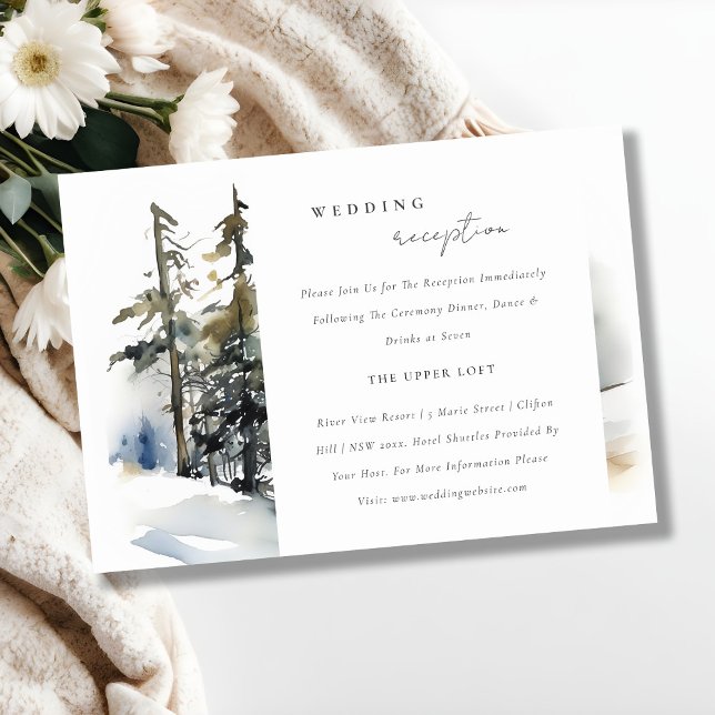 Winter Pine Trees Snow Landscape Wedding Reception Enclosure Card (Creator Uploaded)