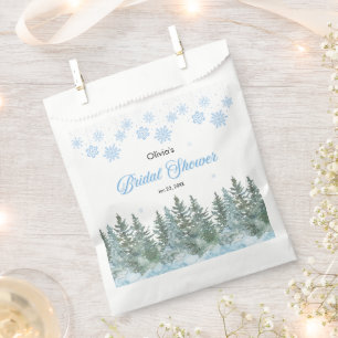Winter Pine Trees Snowflakes Bridal Shower Favour Bag