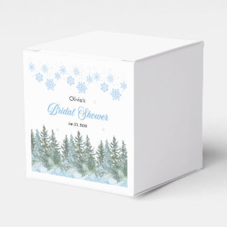 Winter Pine Trees Snowflakes Bridal Shower Favour Box