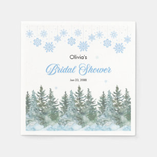 Winter Pine Trees Snowflakes Bridal Shower  Napkin