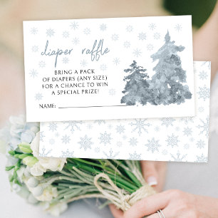 Winter pine trees snowflakes diaper raffle cards