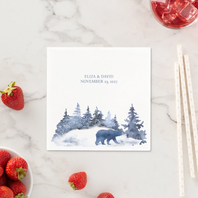Winter Pine Trees Watercolor  Napkin (Insitu)