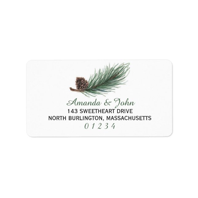 Winter Pine Watercolor | Address Label (Front)