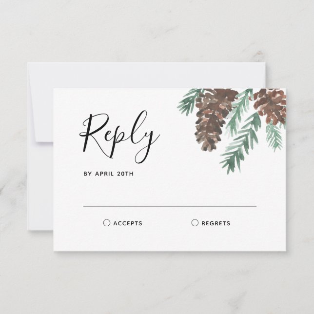 Winter Pinecone | Wedding RSVP Reply (Front)