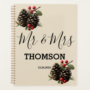 Winter Pinecones & Berries Family Throw Pillow Planner