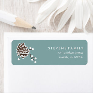 Winter Pinecones Christmas Return Address Label