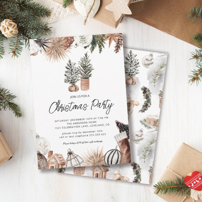 Winter Pines Christmas Holiday Party Invitation (Creator Uploaded)