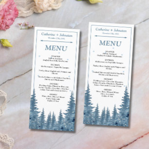 Winter Pines Christmas Wedding Menu card