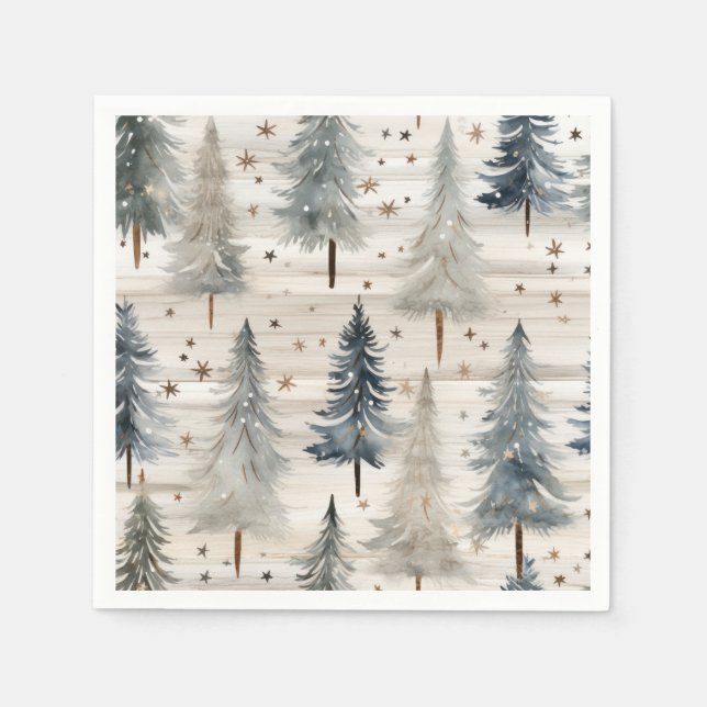 Winter Pines & Holiday Sentiments Napkin (Front)