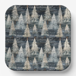 Winter Pines & Holiday Sentiments Paper Plate