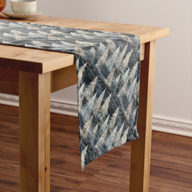Winter Pines & Holiday Sentiments Short Table Runner (In Situ)